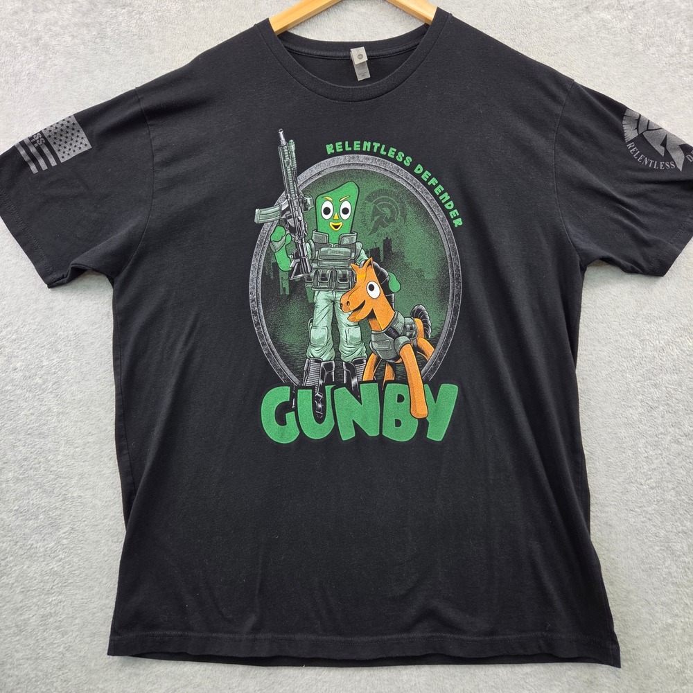 RELENTLESS DEFENDER Gunby Tactical Pokey Parody Humor Graphic Tee Mens XXL